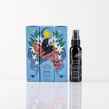 Load image into Gallery viewer, 3 Hey Rebel Rebel Jasmine hand sanitizer boxes displayed side by side to show box pattern and spray bottle on white background
